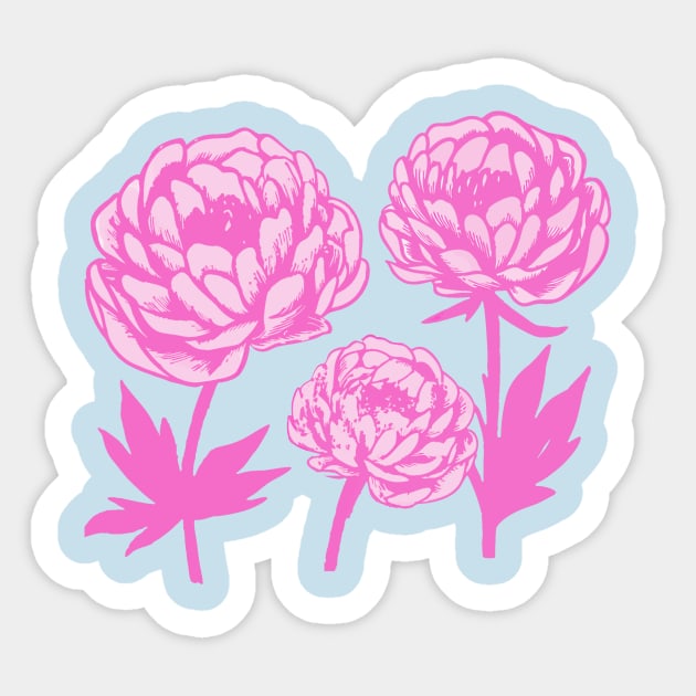 Pink Peony Floral Bloom Art Sticker by DonWillisJrArt